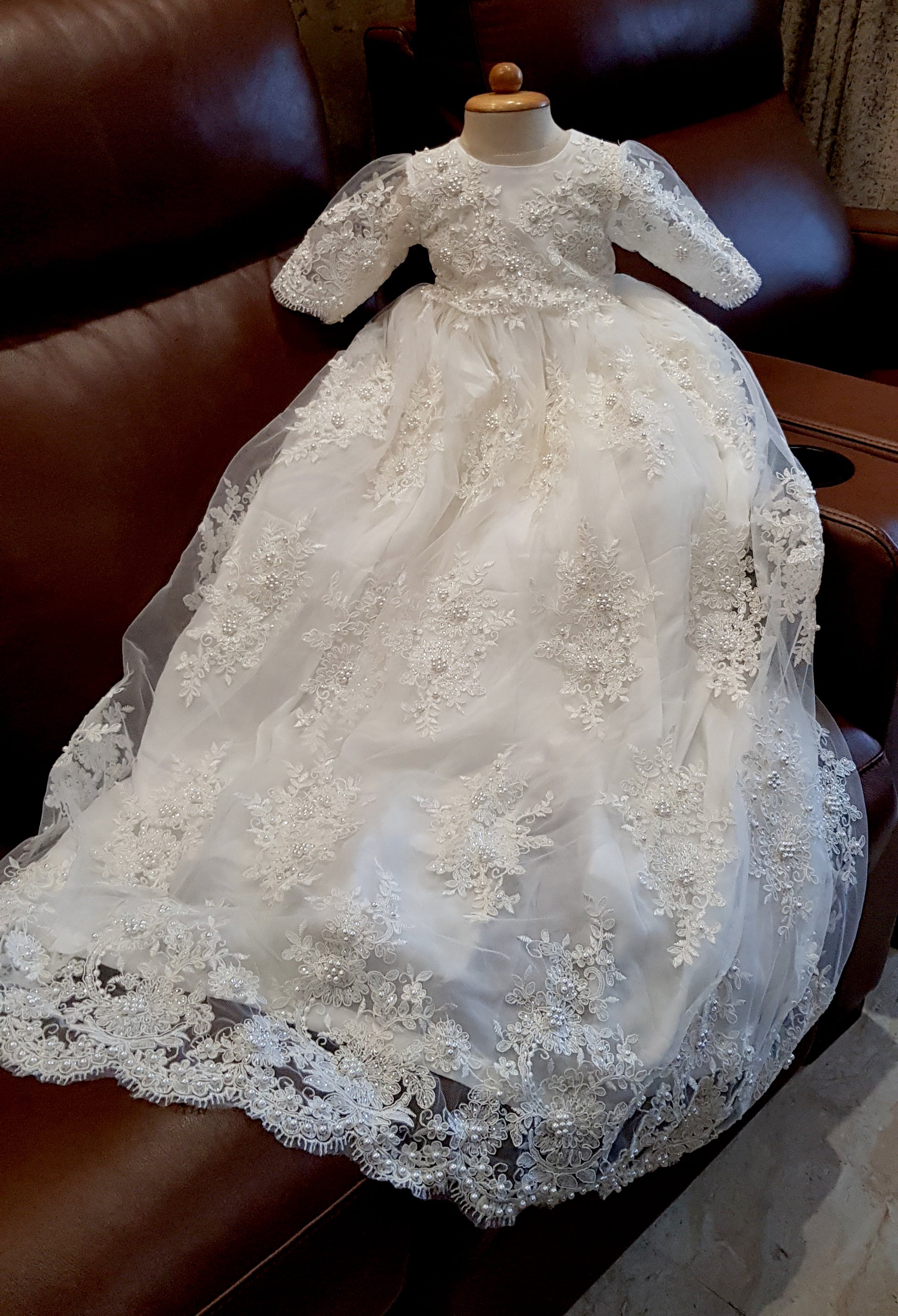 Girls Lace Baptism Dress | Victoria – Christeninggowns.com