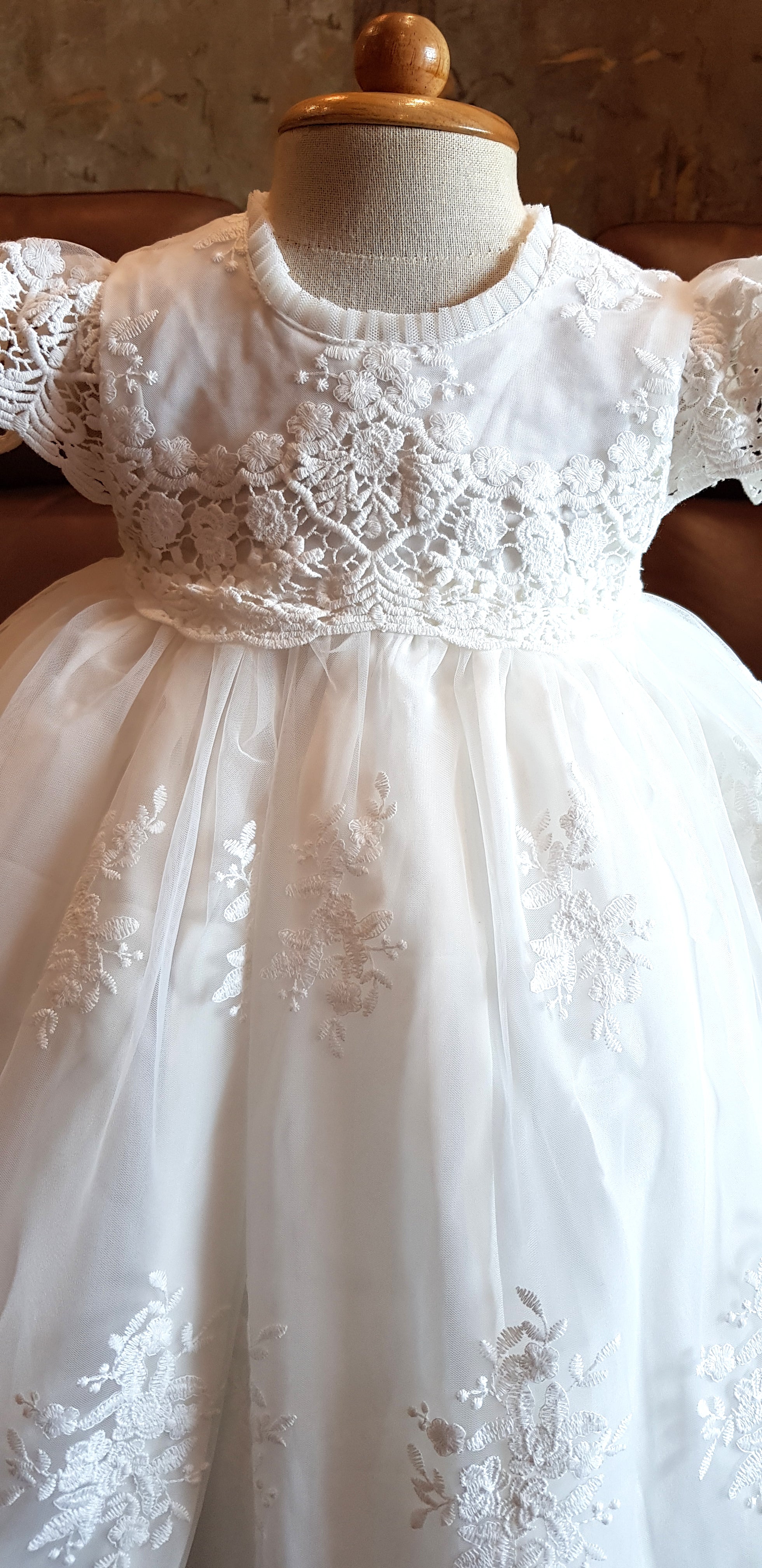 Lace Embroidered Girl's Baptism Dress · Long Girl's Baptismal Gown