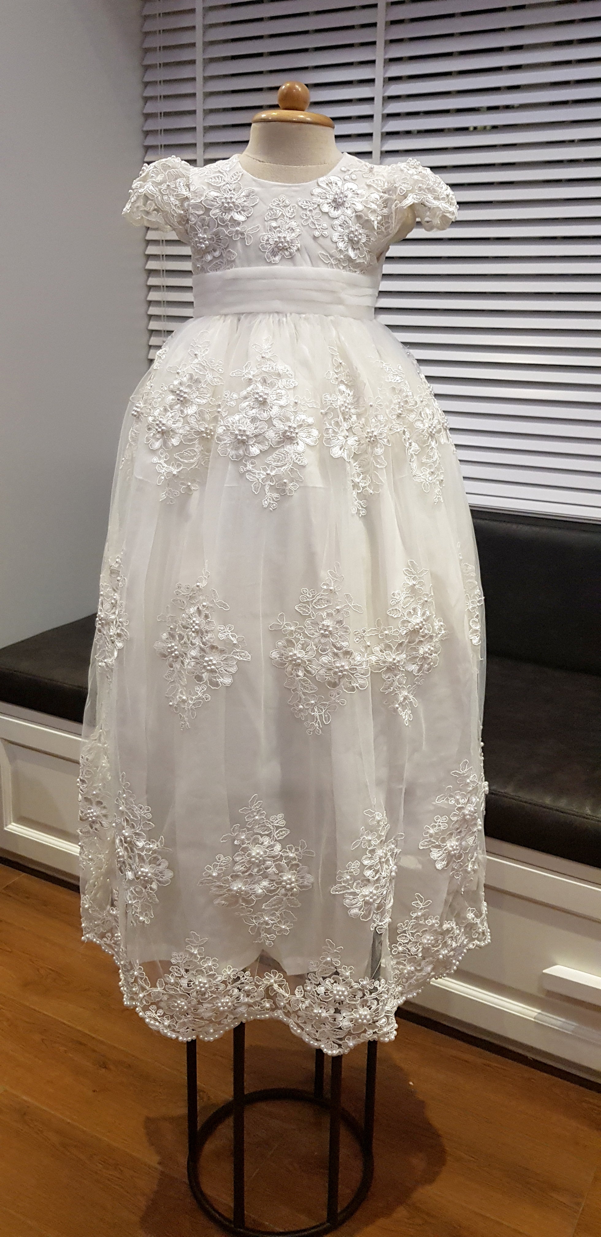 Royal Leonor Christening gown  Sparkling baptism gown  Elegant hand   Caremour