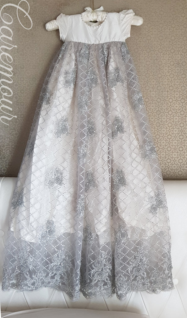 Christening Gown Girl 'Jewel Queen' | Lace Baptism Gown Girl | Baby Blessing Dress | Girls Blessing Dress | Baptism Gown Girl Silk