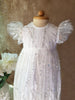 Lila - Sequined Milky white Christening gown | Comes with bonnet
