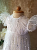 Lila - Sequined Milky white Christening gown | Comes with bonnet