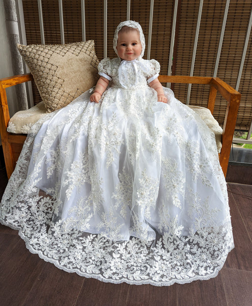 Lola Christening Gown & Bonnet – Baby Beau and Belle