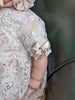 Elene Couture Christening gown - Set comes with headband, bib and shoes - Sequined Embroidery - Color: Champagne