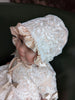 Elene Couture Christening gown - Set comes with headband, bib and shoes - Sequined Embroidery - Color: Champagne