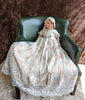 Elene Couture Christening gown - Set comes with headband, bib and shoes - Sequined Embroidery - Color: Champagne