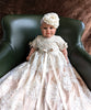 Elene Couture Christening gown - Set comes with headband, bib and shoes - Sequined Embroidery - Color: Champagne